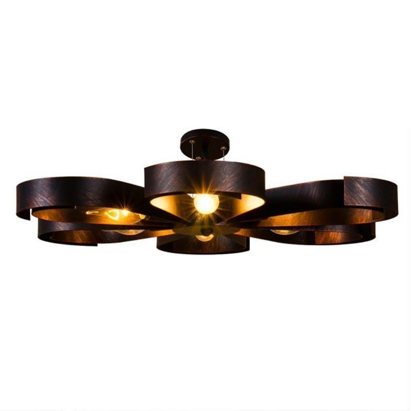 Luminária de teto vintage moderna em forma de flor de ferro