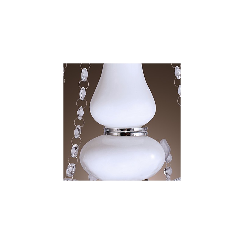 Elegante lustre de cristal com 5 luzes em branco