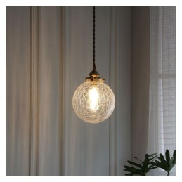 Luminária pendente de vidro moderna com craquelamento no teto