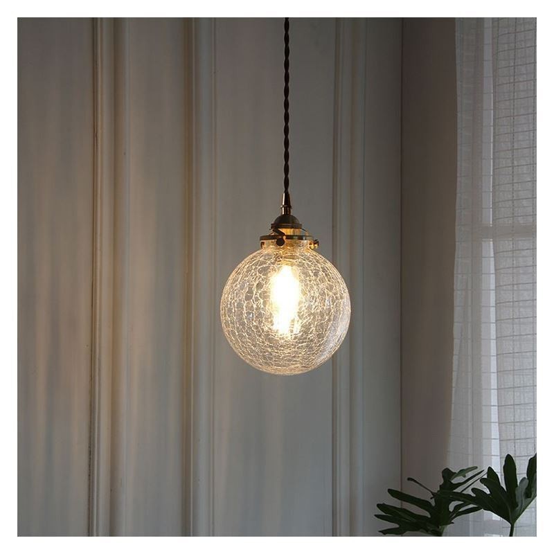 Luminária pendente de vidro moderna com craquelamento no teto