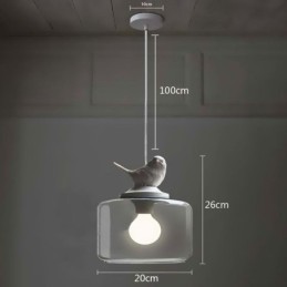 Luminária pendente de vidro estilo retrô Little Bird Iluminação decorativa