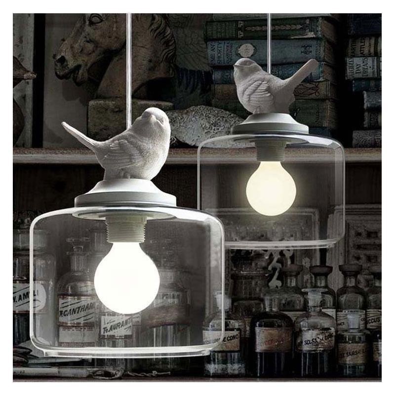 Luminária pendente de vidro estilo retrô Little Bird Iluminação decorativa