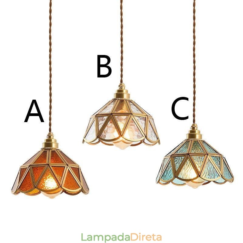 Luminária pendente de vidro retrô Luminária de teto de vidro estilo japonês