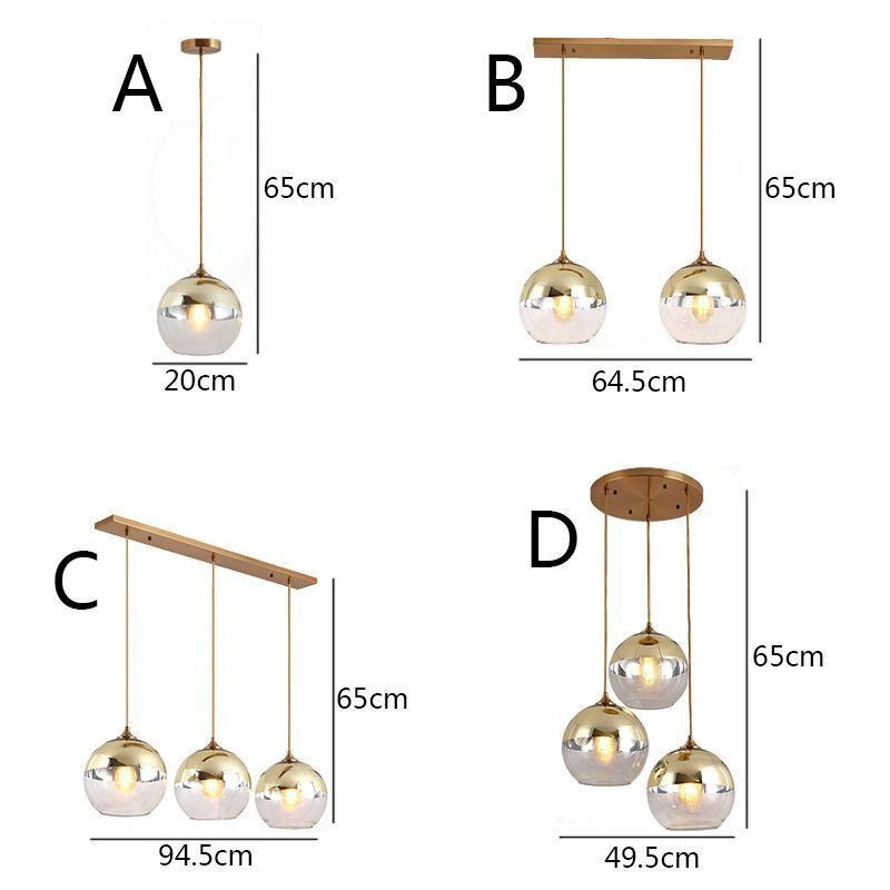 Luminária pendente criativa de ferro e globo de vidro, iluminação decorativa