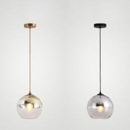 Luminária pendente criativa de ferro e globo de vidro, iluminação decorativa
