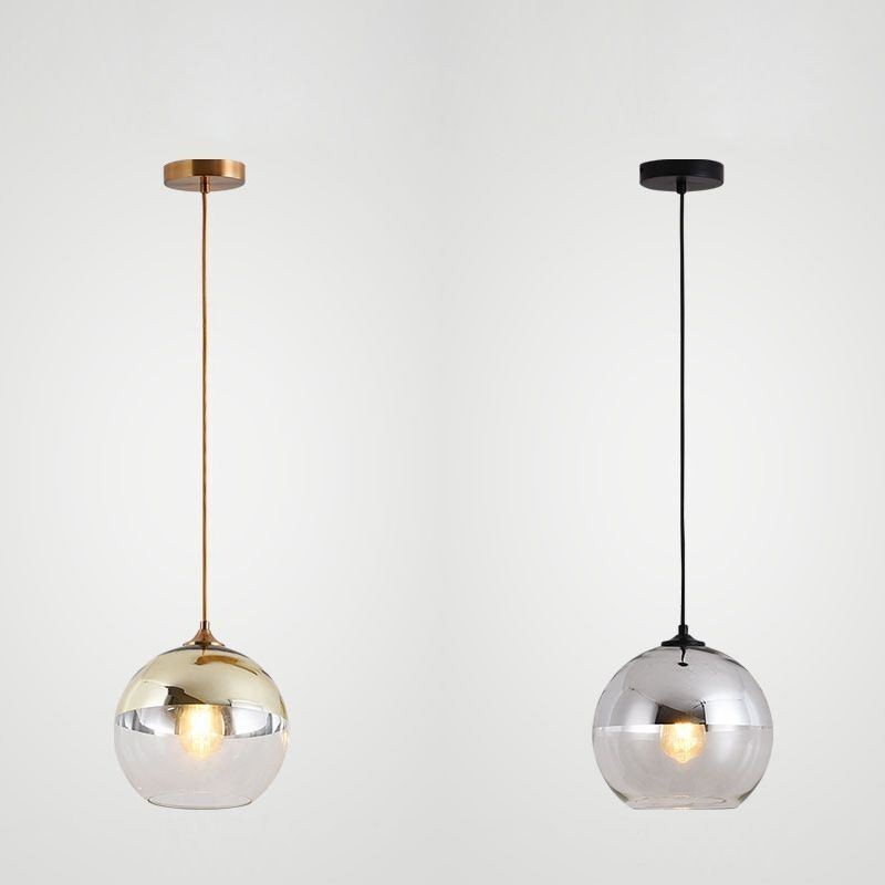 Luminária pendente criativa de ferro e globo de vidro, iluminação decorativa