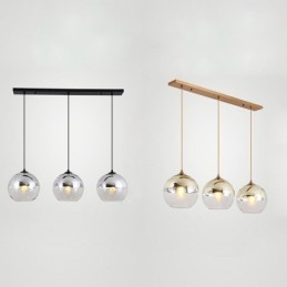 Luminária pendente criativa de ferro e globo de vidro, iluminação decorativa