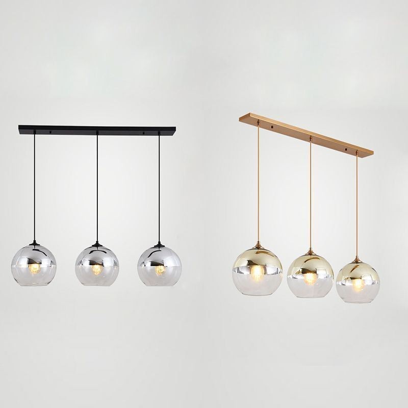 Luminária pendente criativa de ferro e globo de vidro, iluminação decorativa