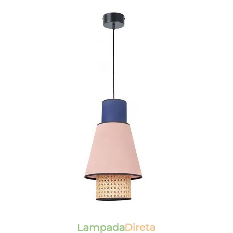 1 Luminária pendente de abajur de vestido leve com trama de bambu