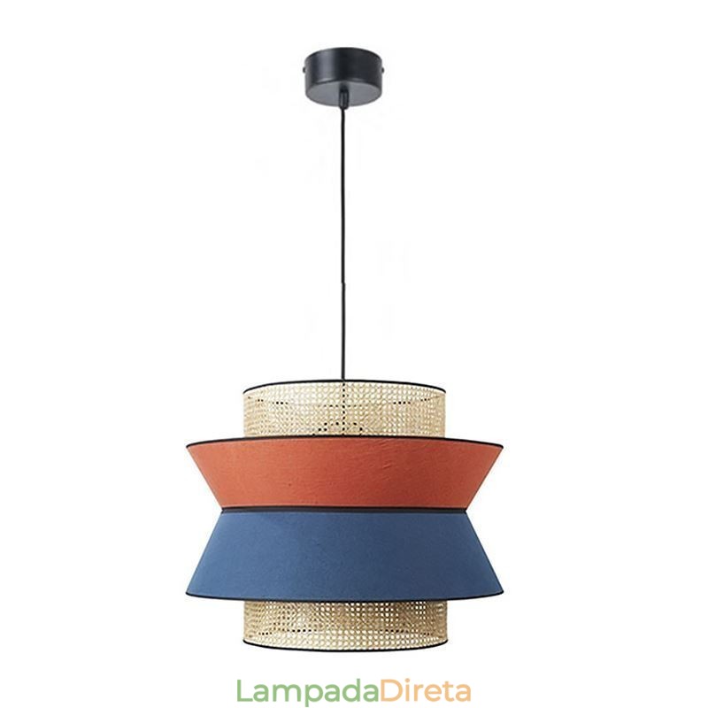 1 Luminária pendente de abajur de vestido leve com trama de bambu