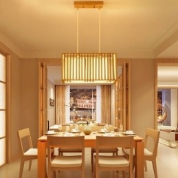 Luminária pendente minimalista em forma de gaiola de madeira