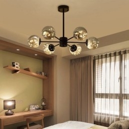 Luminária pendente Magic Bean estilo nórdico, luminária pendente Gypsophila com bola de vidro