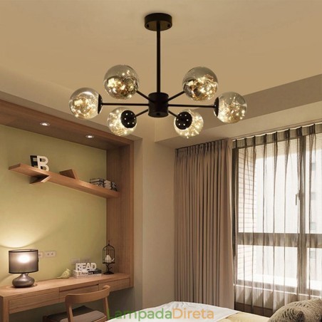 Luminária pendente Magic Bean estilo nórdico, luminária pendente Gypsophila com bola de vidro Luminária pendente Magic Bean estilo nórdico, luminária pendente Gypsophila com bola de vidro