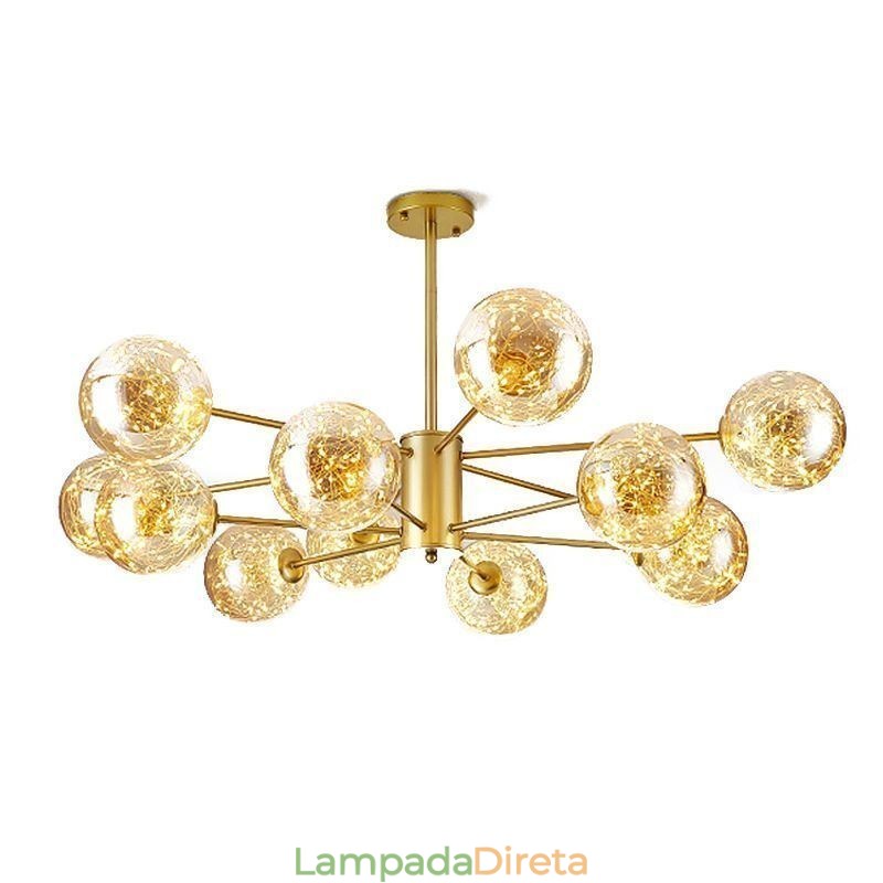 Luminária pendente Magic Bean estilo nórdico, luminária pendente Gypsophila com bola de vidro