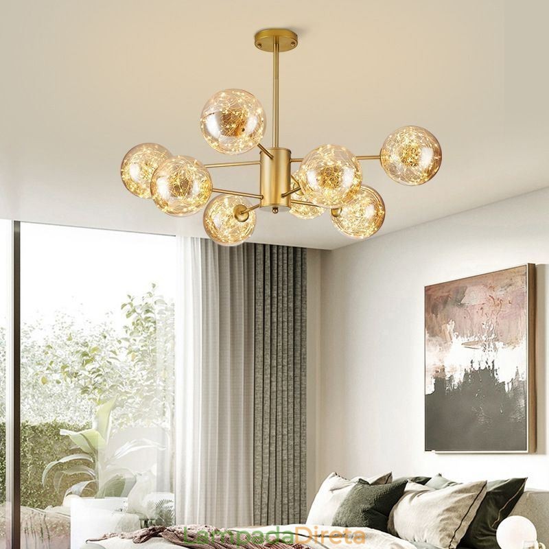 Luminária pendente Magic Bean estilo nórdico, luminária pendente Gypsophila com bola de vidro
