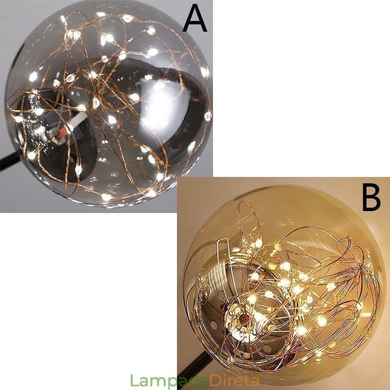 Luminária pendente Magic Bean estilo nórdico, luminária pendente Gypsophila com bola de vidro