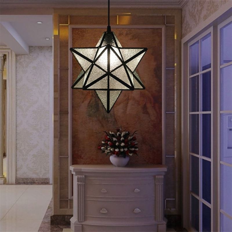 Luminária pendente de vidro colorido europeu Luminária pendente criativa de estrela