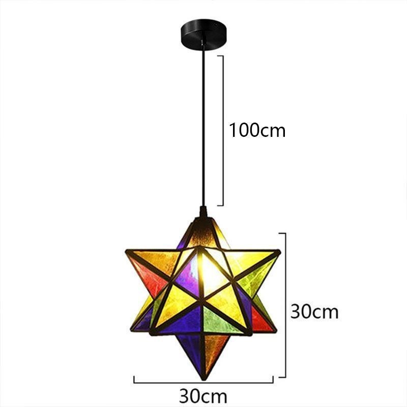 Luminária pendente de vidro colorido europeu Luminária pendente criativa de estrela