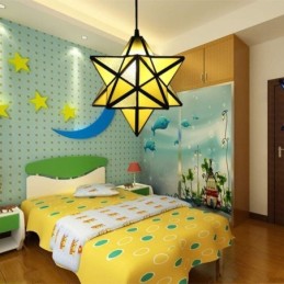Luminária pendente de vidro colorido europeu Luminária pendente criativa de estrela
