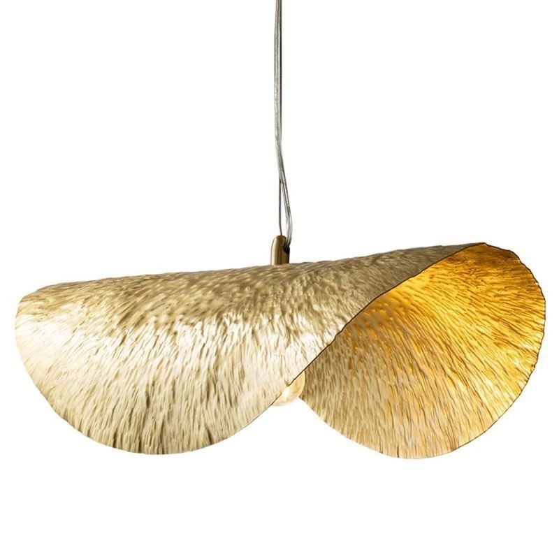 Luminária pendente de latão moderna e minimalista com folha de lótus, luminária de teto