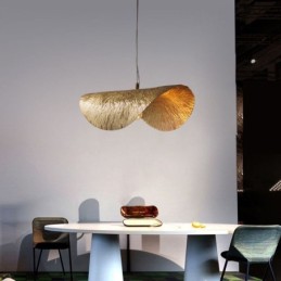 Luminária pendente de latão moderna e minimalista com folha de lótus, luminária de teto