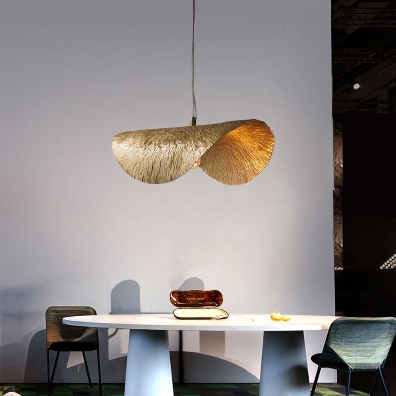 Luminária pendente de latão moderna e minimalista com folha de lótus, luminária de teto
