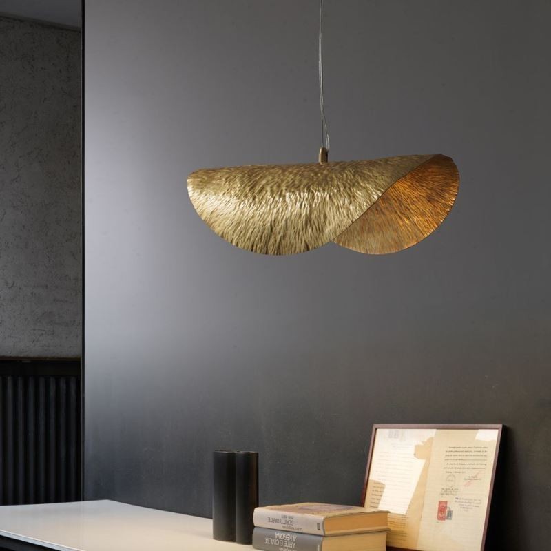 Luminária pendente de latão moderna e minimalista com folha de lótus, luminária de teto