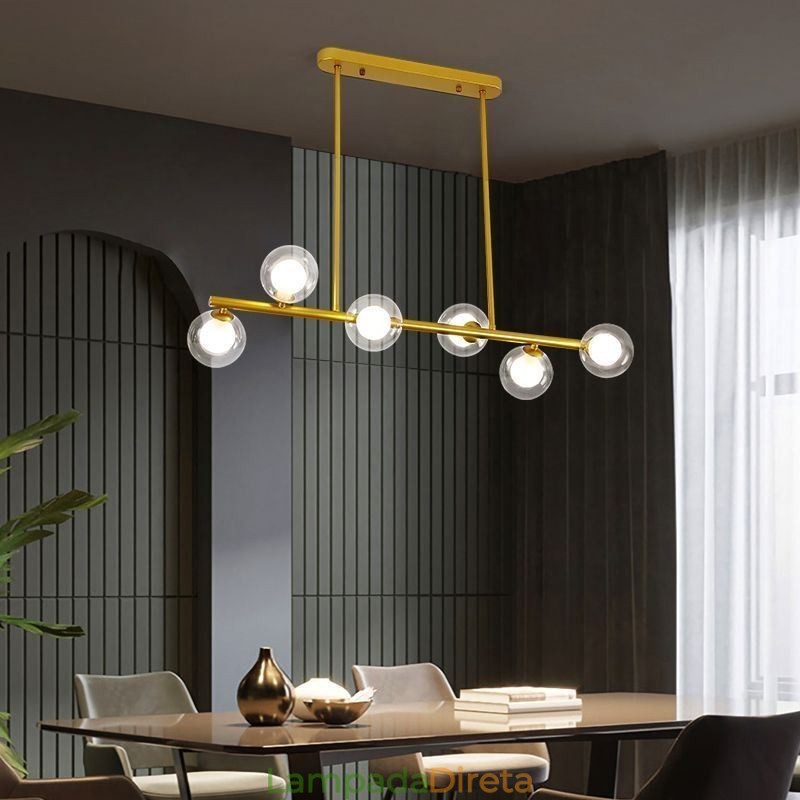 Lustre Globo de Vidro Tipo Horizontal Pendente Luz