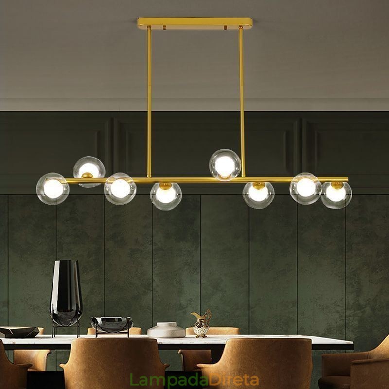 Lustre Globo de Vidro Tipo Horizontal Pendente Luz