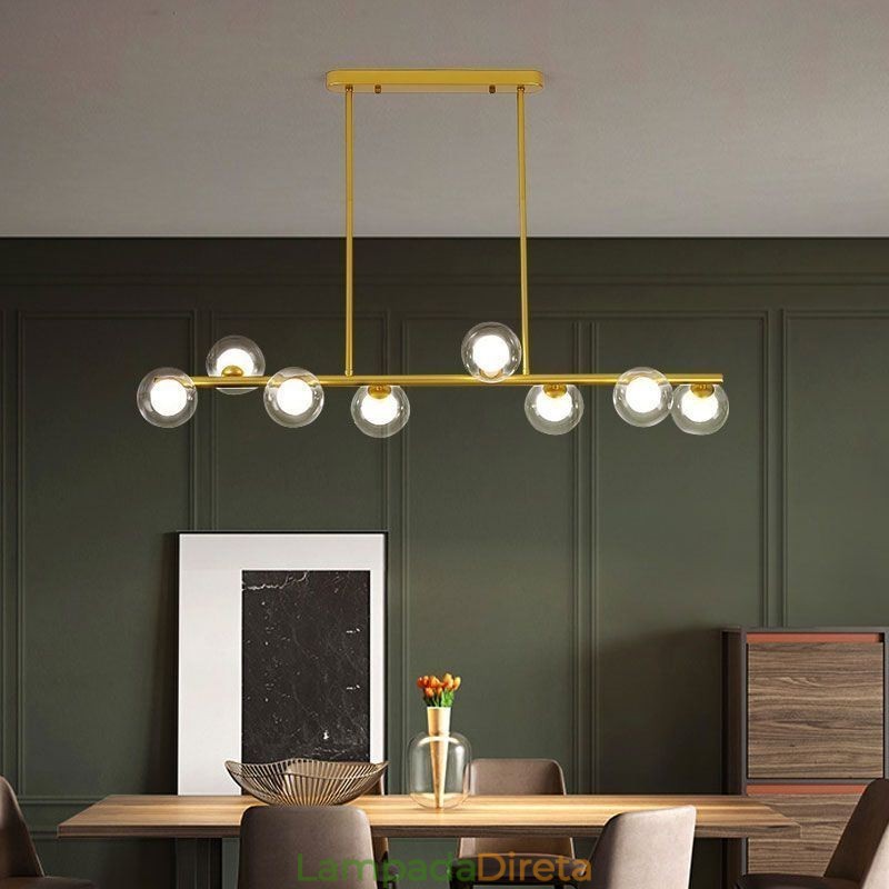 Lustre Globo de Vidro Tipo Horizontal Pendente Luz
