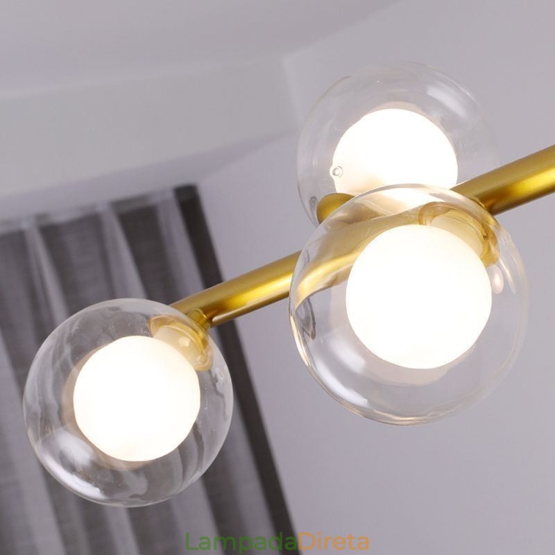 Lustre Globo de Vidro Tipo Horizontal Pendente Luz