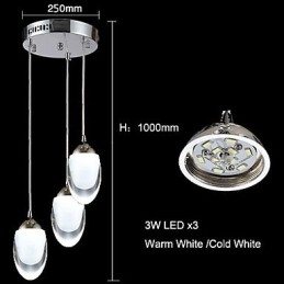 Lustre moderno contemporâneo tradicional clássico country de vidro cromado com pingente de luz
