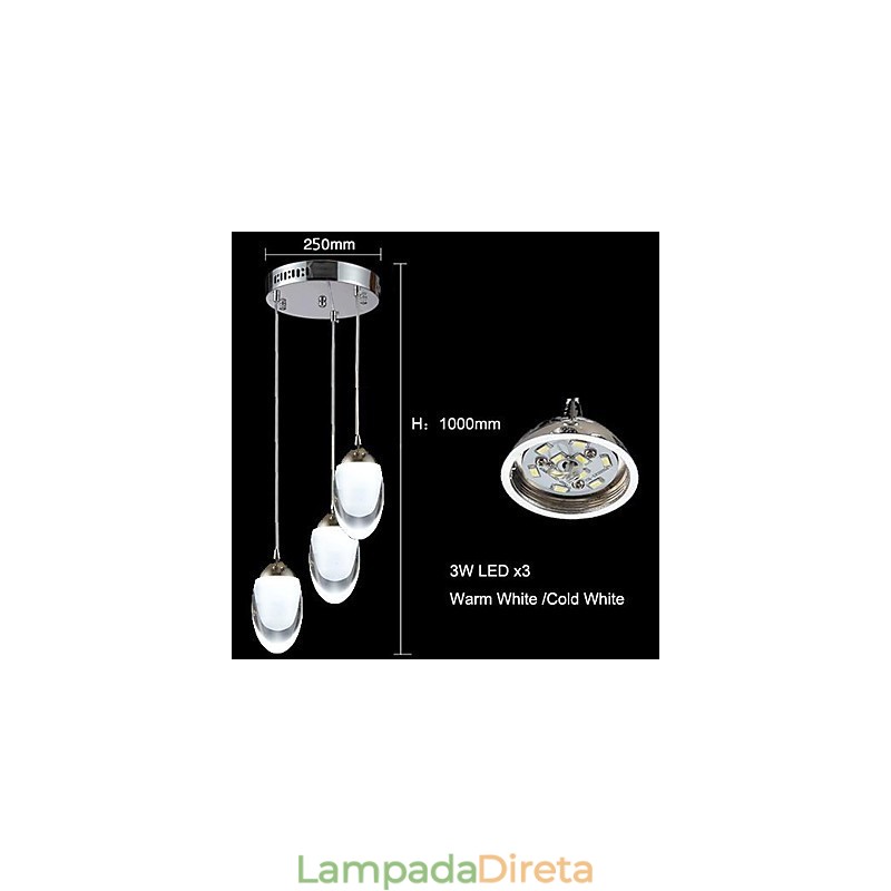 Lustre moderno contemporâneo tradicional clássico country de vidro cromado com pingente de luz