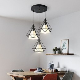 Luminária pendente em formato de diamante, luminária decorativa moderna e minimalista