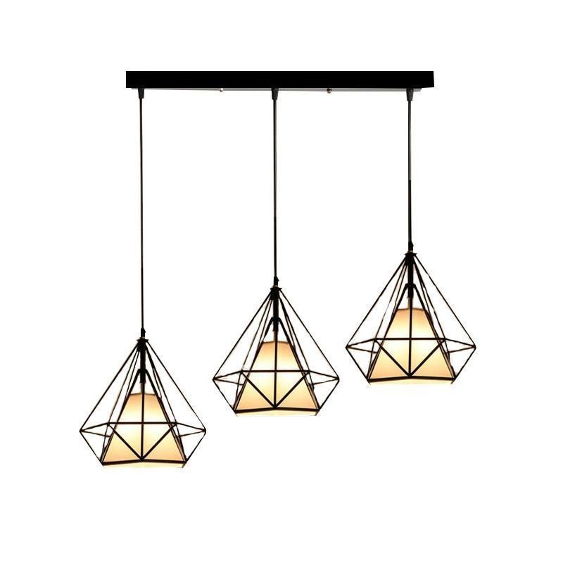 Luminária pendente em formato de diamante, luminária decorativa moderna e minimalista