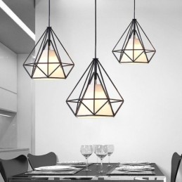Luminária pendente em formato de diamante, luminária decorativa moderna e minimalista