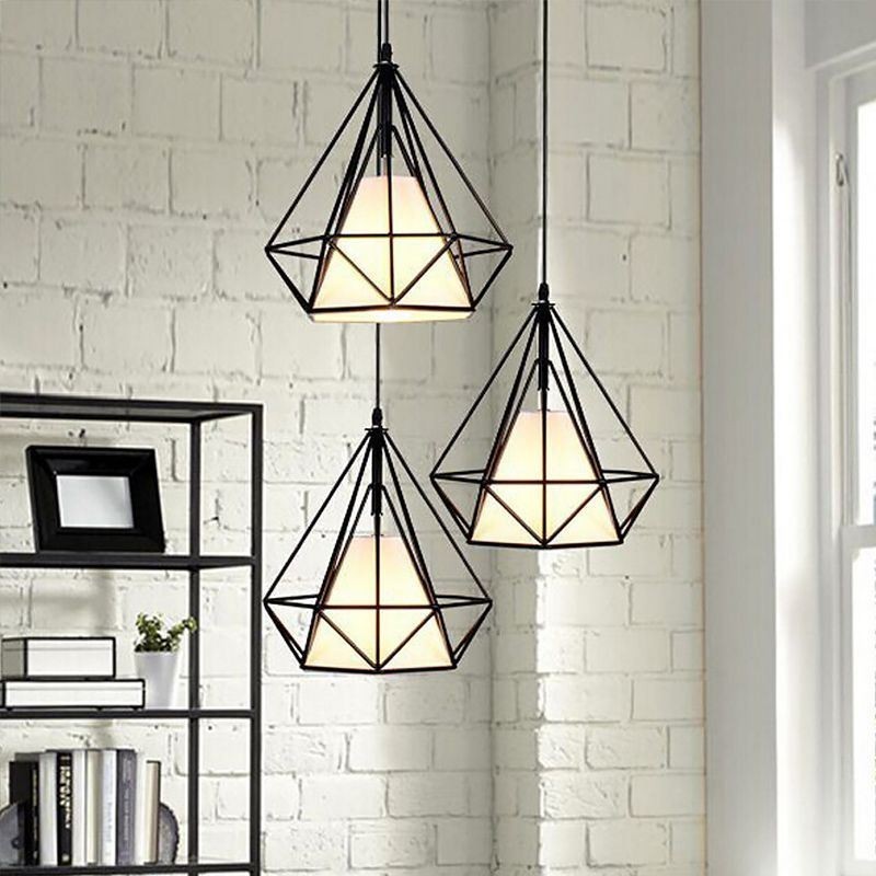 Luminária pendente em formato de diamante, luminária decorativa moderna e minimalista