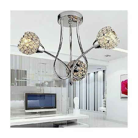 Luminária de embutir moderna e brilhante com 3 luzes em design de cristal Luminária de embutir moderna e brilhante com 3 luzes em design de cristal