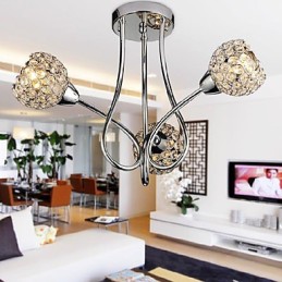Luminária de embutir moderna e brilhante com 3 luzes em design de cristal