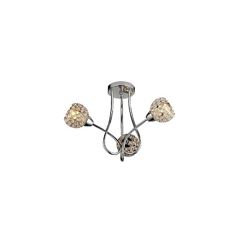 Luminária de embutir moderna e brilhante com 3 luzes em design de cristal