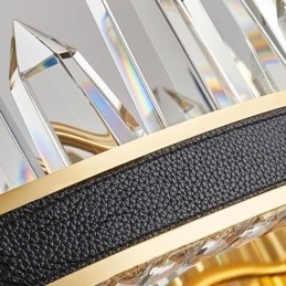 Luminária pendente de cristal moderna, luminária de teto em formato de círculo de cristal