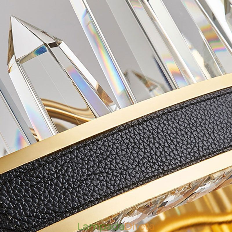 Luminária pendente de cristal moderna, luminária de teto em formato de círculo de cristal