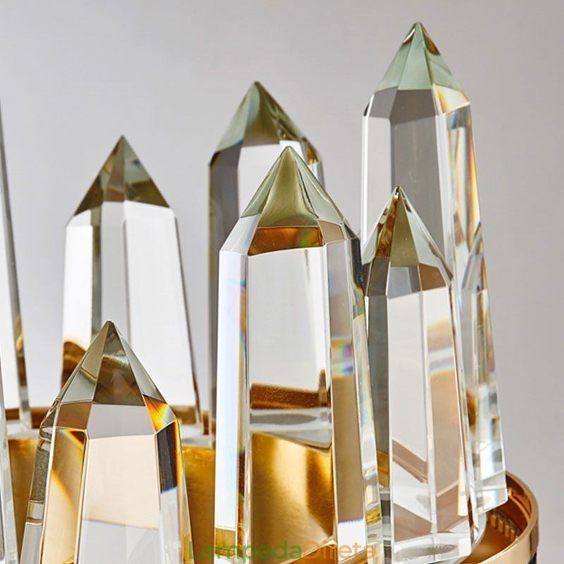 Luminária pendente de cristal moderna, luminária de teto em formato de círculo de cristal