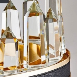 Luminária pendente de cristal moderna, luminária de teto em formato de círculo de cristal