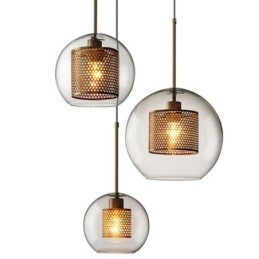 Luminária pendente minimalista de vidro com 3 luzes, ilha de teto