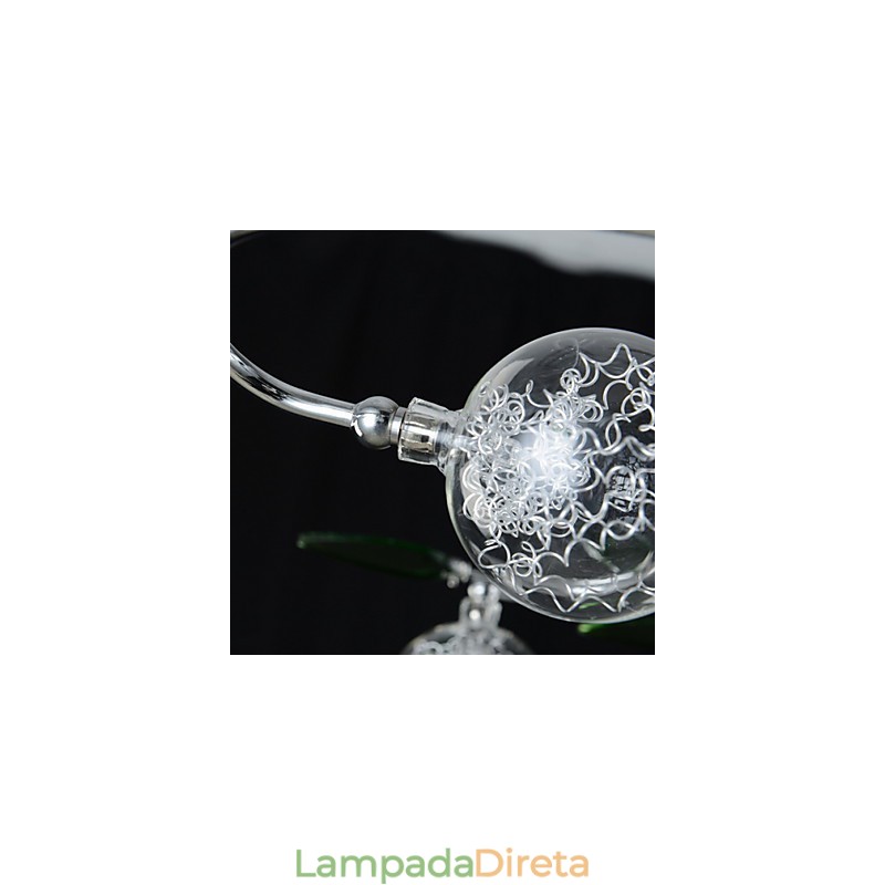 Lustre 6 Luzes Country Alumínio Vidro Cromado