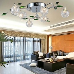 Lustre 6 Luzes Country Alumínio Vidro Cromado