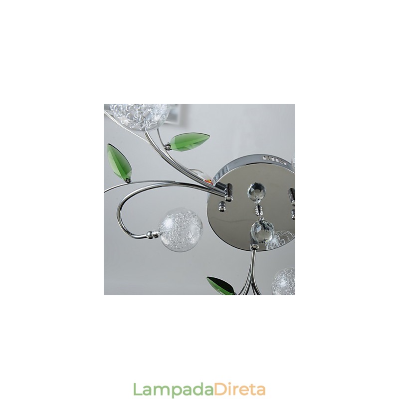 Lustre 6 Luzes Country Alumínio Vidro Cromado