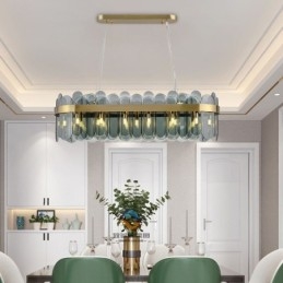Luminária pendente de vidro minimalista, cor única, retangular, ilha de luz de teto