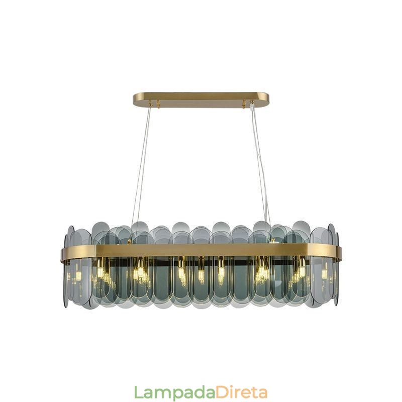 Luminária pendente de vidro minimalista, cor única, retangular, ilha de luz de teto